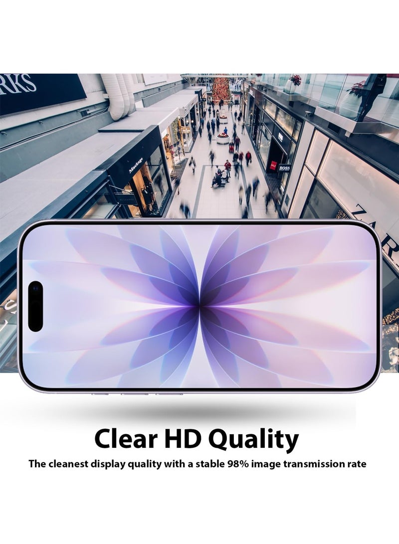 أكاليكس واقي شاشة شفاف لهاتف آيفون 17، زجاج مقوى 9H مقاوم للكسر والخدوش، متوافق مع أغلفة الحماية عالية الدقة - Image 4